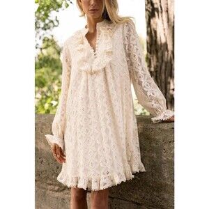 Choklate Paris Babydoll Dress Lace Sz Large Prairie Cottagecore Boho Festival